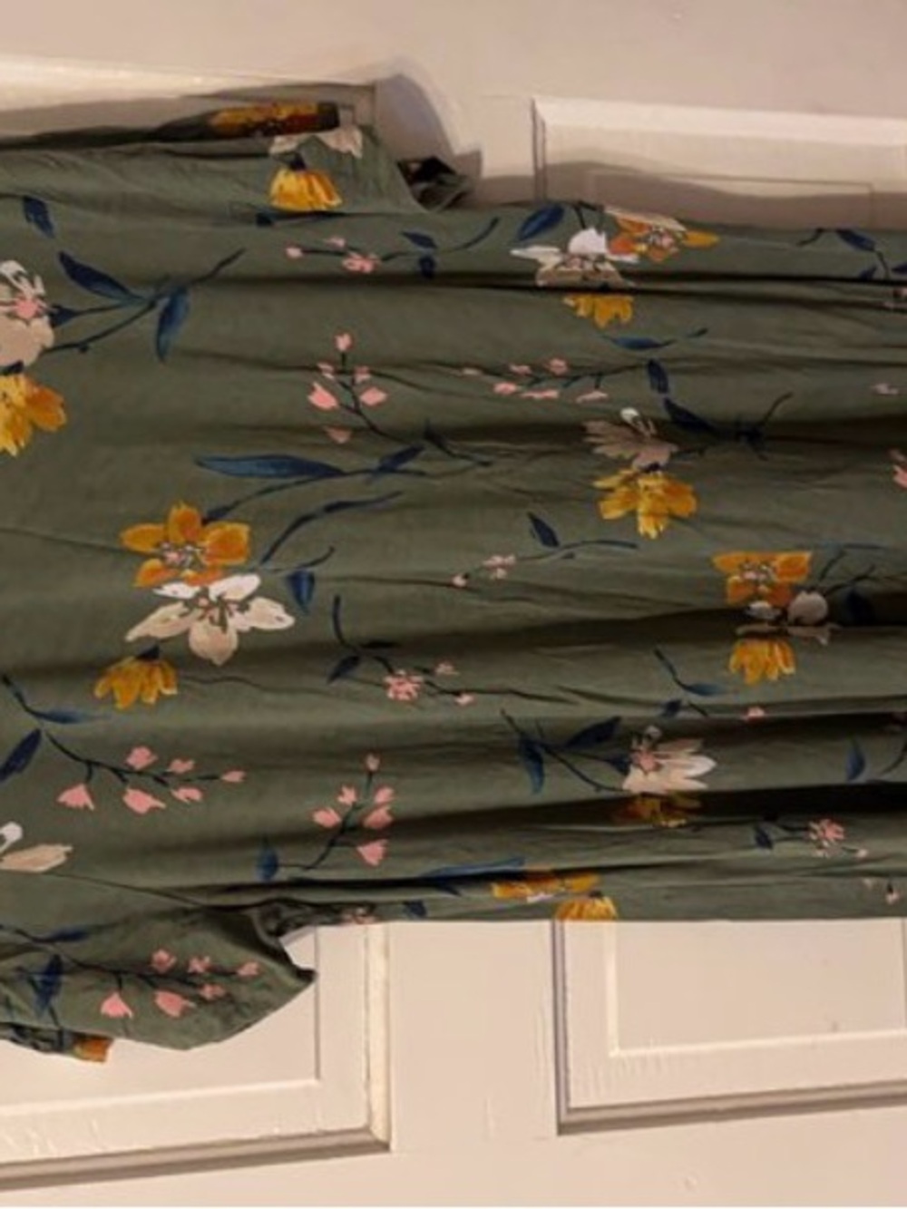 Old Navy Olive Green Floral Maxi Dress with Yellow & Pink Accents